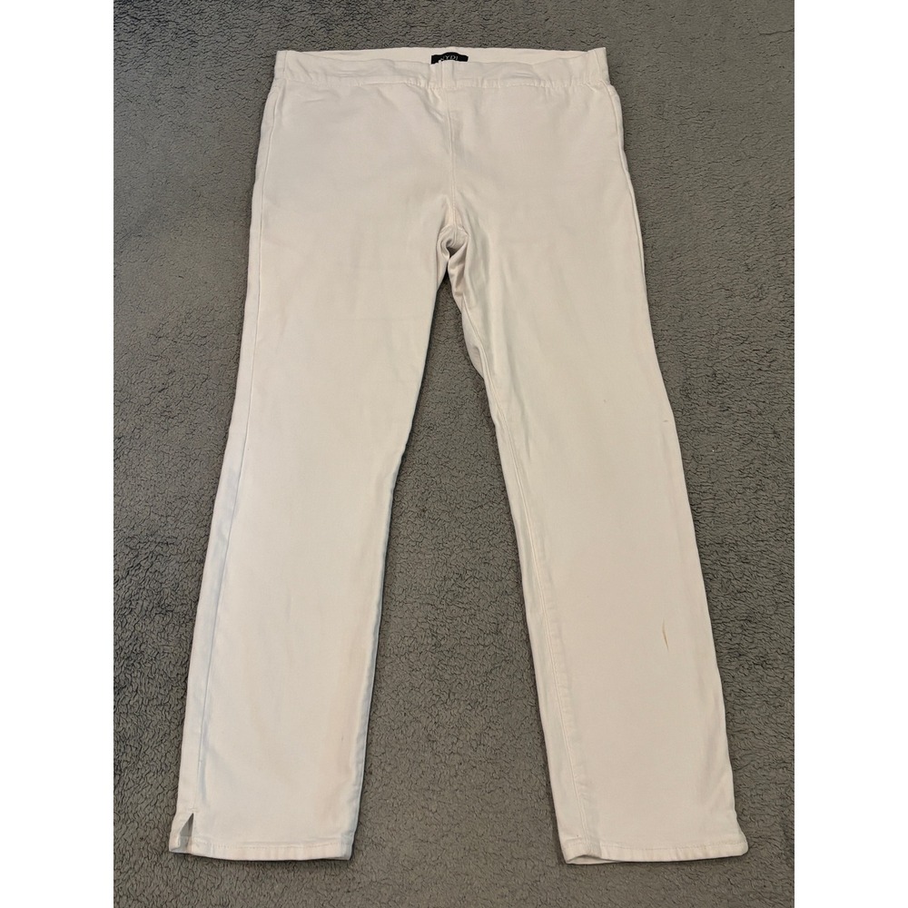 NYDJ Womens Optic White Lift Tuck Pull On Straight Leg Pants Size 12